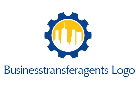 skyscrapers in circle gear logo