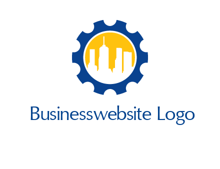 skyscrapers in circle gear logo
