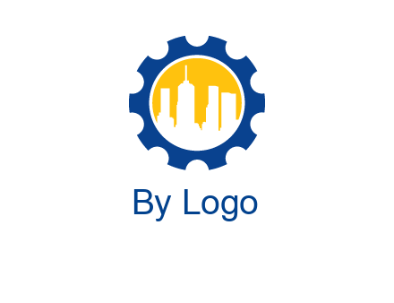skyscrapers in circle gear logo