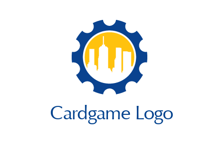 skyscrapers in circle gear logo