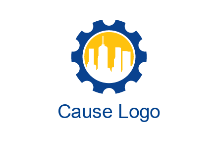 skyscrapers in circle gear logo