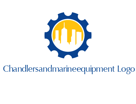 skyscrapers in circle gear logo