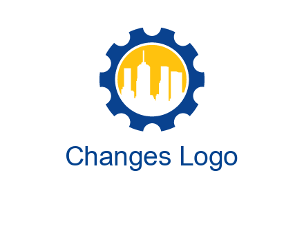 skyscrapers in circle gear logo