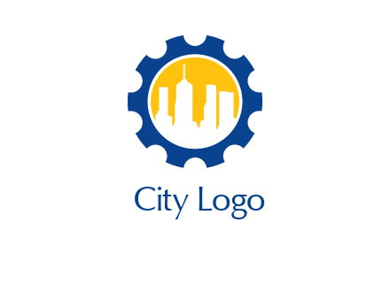 skyscrapers in circle gear logo