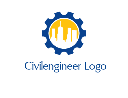 skyscrapers in circle gear logo