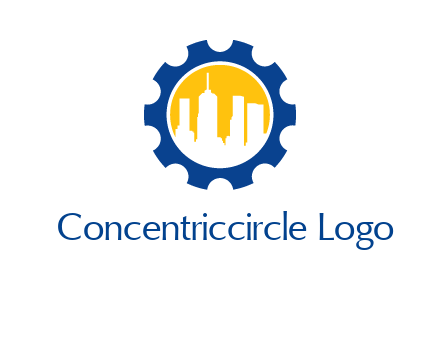 skyscrapers in circle gear logo