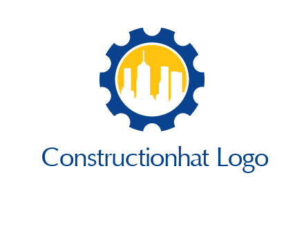 skyscrapers in circle gear logo