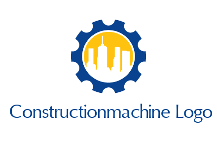 skyscrapers in circle gear logo
