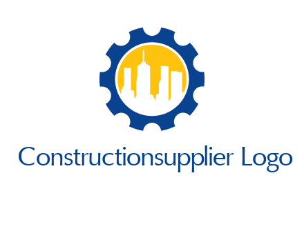 skyscrapers in circle gear logo