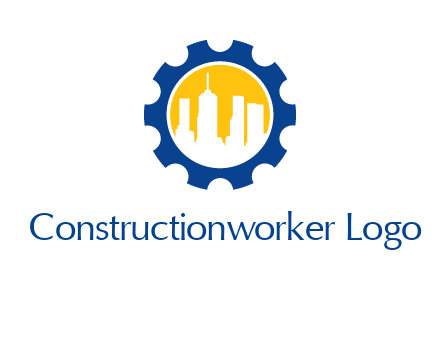 skyscrapers in circle gear logo