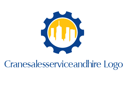 skyscrapers in circle gear logo