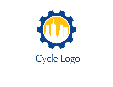 skyscrapers in circle gear logo