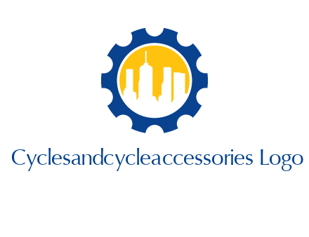 skyscrapers in circle gear logo
