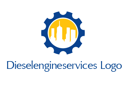 skyscrapers in circle gear logo