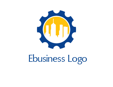 skyscrapers in circle gear logo