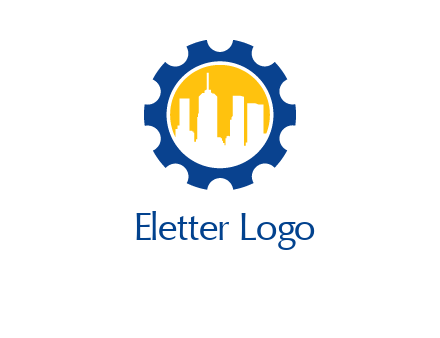 skyscrapers in circle gear logo