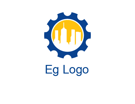 skyscrapers in circle gear logo