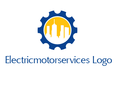 skyscrapers in circle gear logo