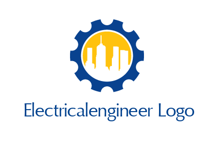 skyscrapers in circle gear logo