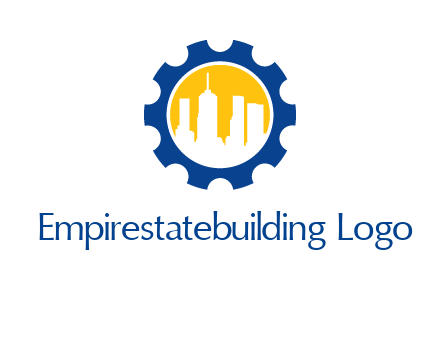 skyscrapers in circle gear logo