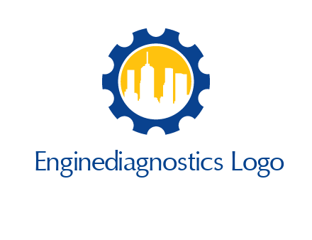 skyscrapers in circle gear logo