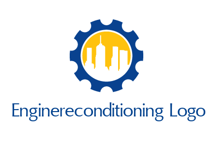 skyscrapers in circle gear logo