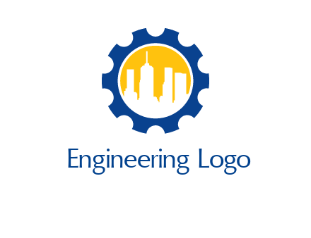 skyscrapers in circle gear logo
