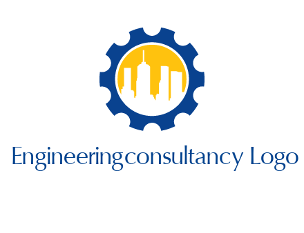 skyscrapers in circle gear logo