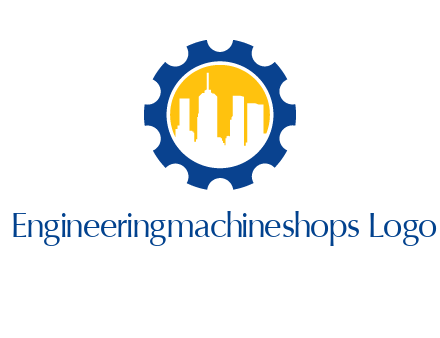 skyscrapers in circle gear logo