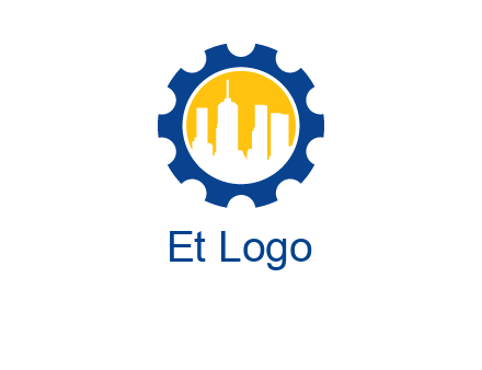 skyscrapers in circle gear logo