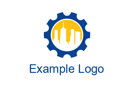 skyscrapers in circle gear logo