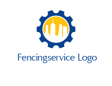 skyscrapers in circle gear logo