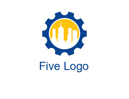 skyscrapers in circle gear logo