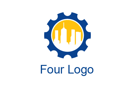 skyscrapers in circle gear logo