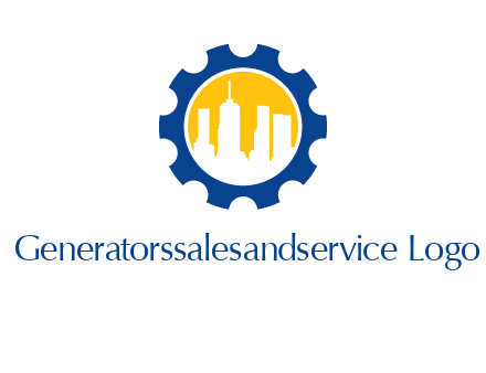 skyscrapers in circle gear logo