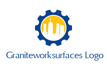 skyscrapers in circle gear logo