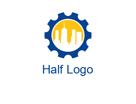 skyscrapers in circle gear logo
