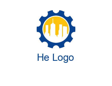 skyscrapers in circle gear logo
