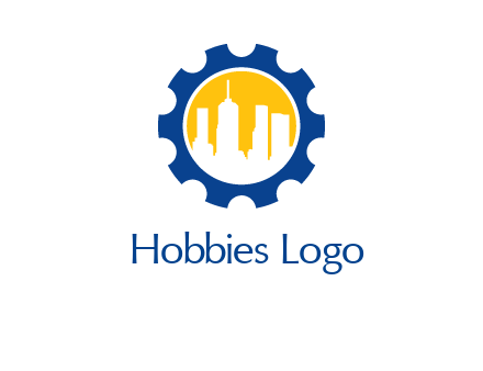 skyscrapers in circle gear logo