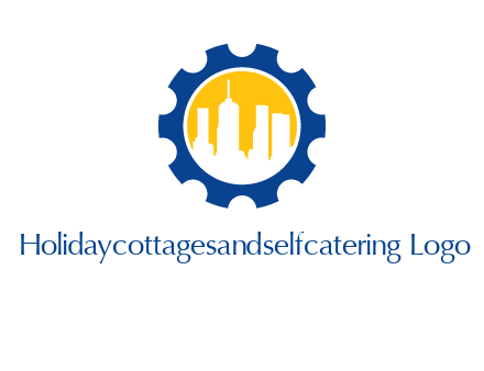 skyscrapers in circle gear logo