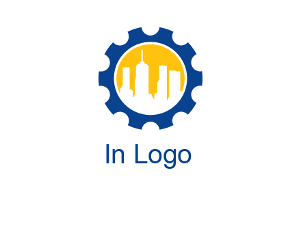 skyscrapers in circle gear logo