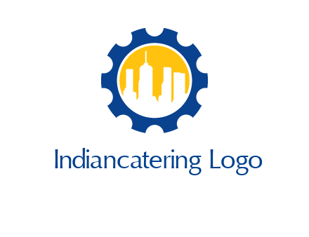 skyscrapers in circle gear logo
