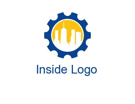 skyscrapers in circle gear logo