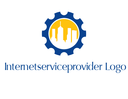 skyscrapers in circle gear logo