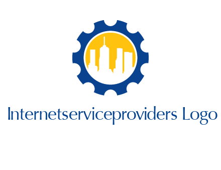 skyscrapers in circle gear logo