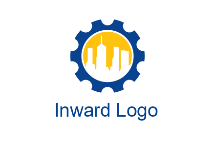 skyscrapers in circle gear logo