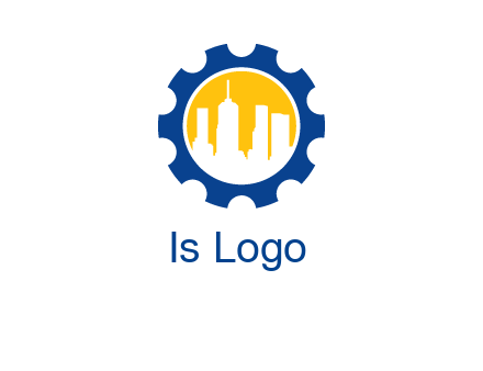 skyscrapers in circle gear logo