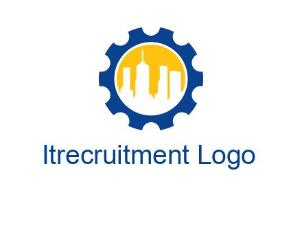 skyscrapers in circle gear logo