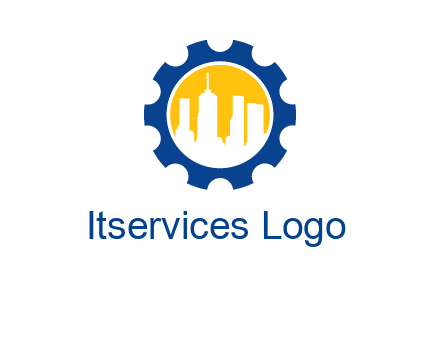skyscrapers in circle gear logo