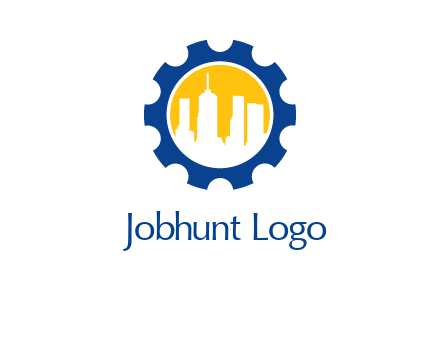 skyscrapers in circle gear logo